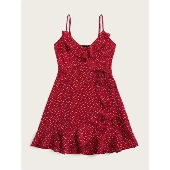 PLUS confetti heart dot dress ruffle red white - Picture 4 of 7